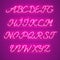 Glowing Purple Neon uppercase Script Font