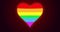 Glowing rainbow flag in a heart shape