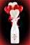 Glowing red border of white vase with 4 hearts with 4 red and white hearts blooming from the top - Love, Valentine`s Day, ribbon
