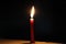 Glowing red color candle light with black Dark background