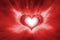 Glowing red heart infinte background.