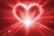 Glowing red heart infinte background.