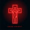 Glowing red neon good friday cross background