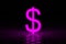 Glowing sign of dollar of violet color. Personal account service