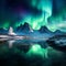 Glowing Skies: Majestic Northern Lights Dancing over Snow-Covered Mountains