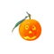 Glowing smilling halloween mandarin in mystique light isolated