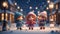 Glowing Snowplay: Anime Carnival of Winter Delight. AI generate