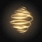 Glowing spiral. Golden light swirl. Bright speed motion effect. Glitter wavy trail. Light painting. Magic neon light
