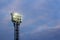 Glowing spotlight on a football stadium