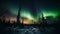 Glowing star trail illuminates majestic winter landscape generated by AI
