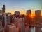 Glowing sunset over the Chicago River