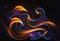 Glowing swirl smoke curve neon flare flame curl  generative ai