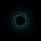 Glowing teal line spiral on black backdrop, abstract background