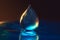 Glowing water drop. Generate Ai