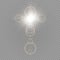 Glowing white Christian cross with sun flare. Vector illustration isolated over transparent background. Shining easter