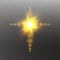 Glowing white Christian cross with sun flare. vector illustration isolated on transparent background. Shining easter