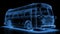 Glowing Wireframe of a City Bus: Technical and Futuristic