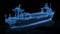Glowing Wireframe of a Massive Container Ship Transporter