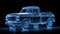 Glowing Wireframe of a Pickup Truck