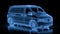 Glowing Wireframe of a Van Transporter for Technical Design