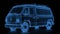 Glowing Wireframe of a Van Transporter for Technical Design