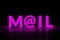 Glowing word email of velvet violet color. Neon effect. Access to the Internet