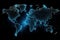 A glowing world map on a black background. Generative AI