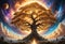 Glowing Yggdrasil Tree. Generative AI