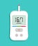 Glucometer icon. Meter for check of level of sugar in blood. High level of glucose on monitor of device. Test on diabetes. Machine