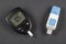 Glucometer Sugar measuring device; Modern electronic device that shows sugar level in blood