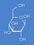 Glucose dextrose, grape sugar molecule beta-D-glucopyranose form. Skeletal formula.