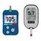 Glucose meter, A device for measuring blood sugar, color vector isolated illustration