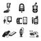 Glucose meter icons set, simple style