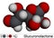 Glucuronolactone molecule. It is naturally occurring substance, used in energy drinks. Molecular model. 3D rendering