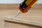 Glue for fitting of skirting or washboard, laminate floor, renovation of the house