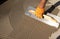 Glue floors spread with notched trowel