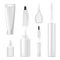 Glue packaging assortment white realistic mockups. Adhesive  mucilage or paste containers