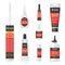 Glue stick  tubes  bottles  vials with tip applicators ready design for your brand realistic mockups