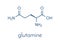 Glutamine l-glutamine, Gln, Q amino acid molecule. Skeletal formula.