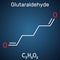 Glutaraldehyde, glutaral molecule. Structural chemical formula on the dark blue background