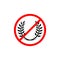 Gluten forbidden, Forbidden sign with wheat ears glyph icon