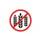 Gluten forbidden, Forbidden sign with wheat ears glyph icon