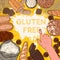 Gluten Free Background with Flour, Breads, Pastries and Bakery. Pop Art