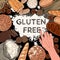 Gluten Free Background with Flour, Breads, Pastries and Bakery. Pop Art