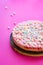Gluten-free Cheesecake with Marshmallows for Party on Pink Background