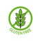 Gluten free. Food with gluten free. Icon of wheat. Sign for food and bread. Logo of grain. Symbol of diet. Stamp for product.