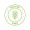 Gluten Free Green Circle Stamp. Non Wheat Allergy Label for Restaurant Menu. Organic Food Free Grain Symbol. No Gluten