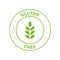 Gluten Free Green Circle Stamp. Non Wheat Allergy Label for Restaurant Menu. Organic Food Free Grain Symbol. No Gluten