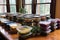 gluten-free meal prep containers lined up on a table