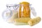 Gluten free pasta and flour in  jars and fresh corn